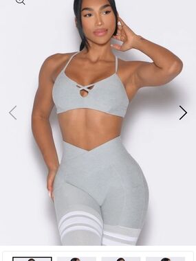 BOMBSHELL SPORTWEAR (SET) Light Gray Strappy Sports Bralette - Women